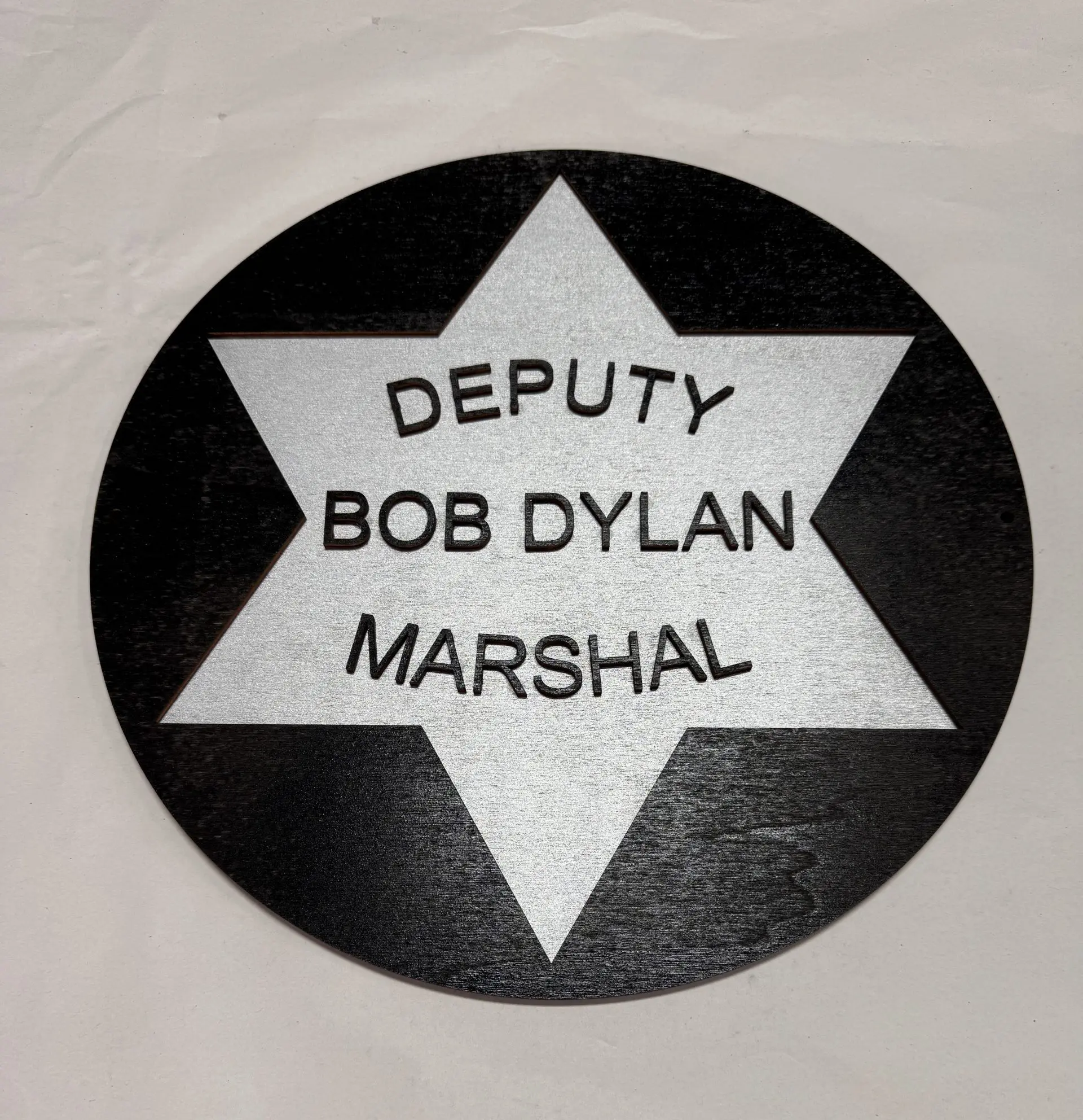 Bob Dylan wall plaque, 12 inch two‑layer MDF engraved music artwork
