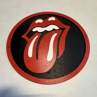 Front view of Rolling Stones wall plaque, 12 inch two‑layer MDF engraved classic rock artwork