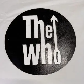 Front view of The Who wall plaque, 12 inch two‑layer MDF engraved classic rock artwork