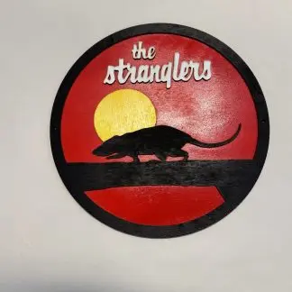 Front view of The Stranglers wall plaque, 12 inch two‑layer MDF engraved punk rock artwork