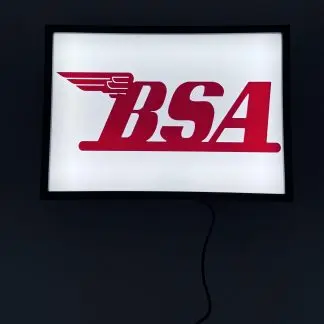 BSA illuminated lightbox, A4 size, engraved BSA logo with warm LED glow