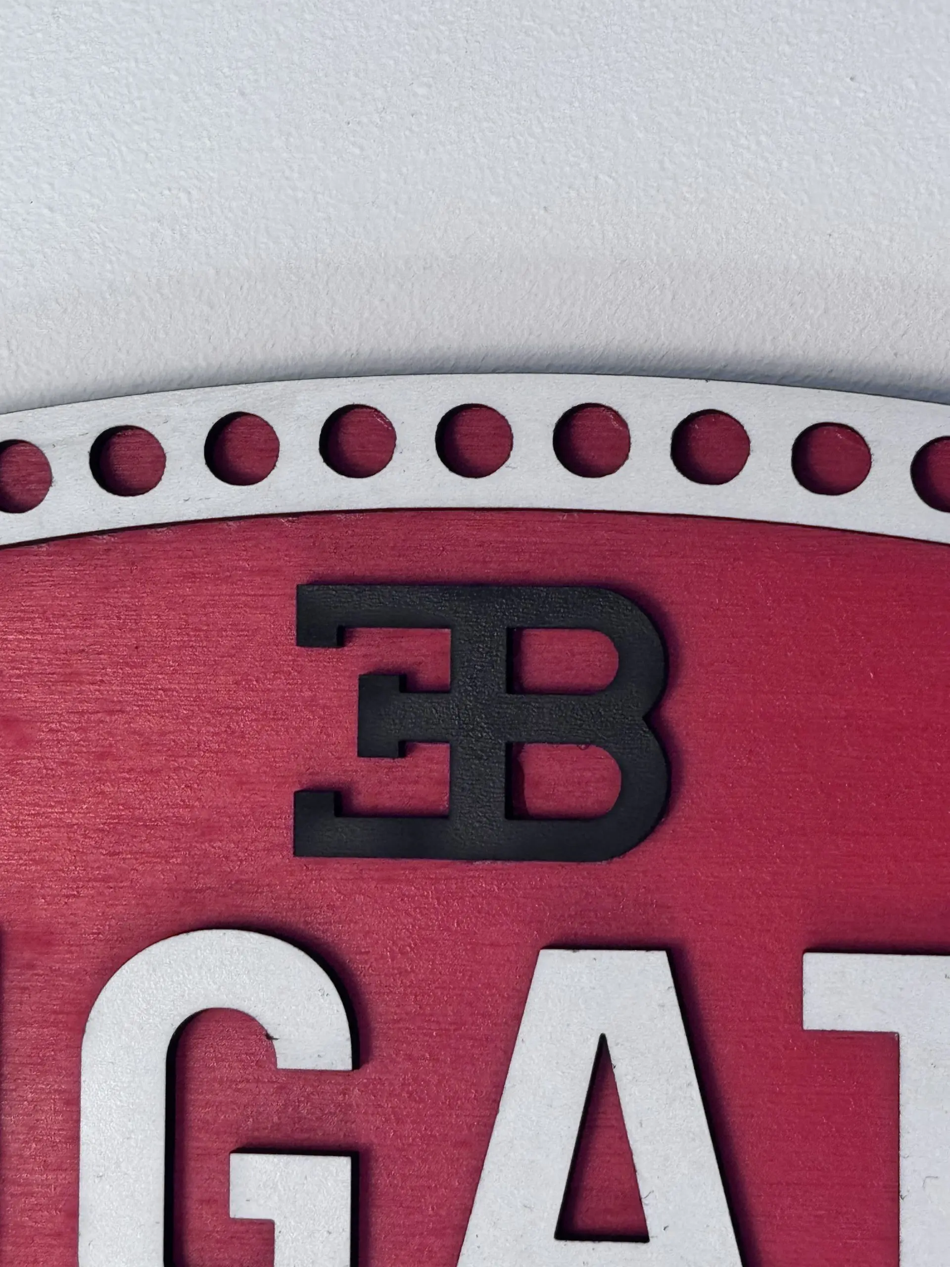 Bugatti Logo Sign – 29.5 × 14.5 cm Two‑Layer MDF Engraved Automotive Wall Art - Image 2