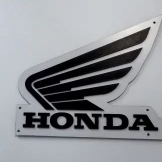 Front view of Honda logo sign, 30 × 25 cm two‑layer MDF engraved motorcycle artwork