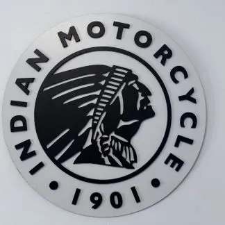 Front view of Indian motorcycle sign, 29.5 cm two‑layer MDF engraved motorbike artwork