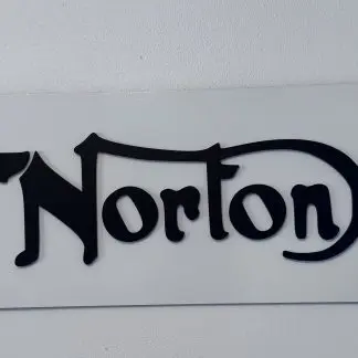 Front view of Norton motorcycle badge, 29.5 × 14.5 cm two‑layer MDF engraved wall art