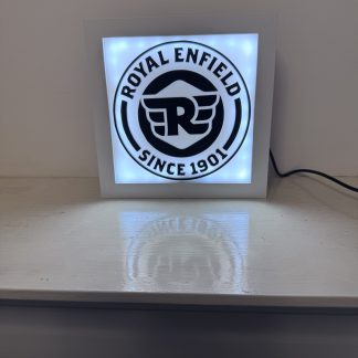 Royal Enfield Logo – 15cm Square USB‑Powered Illuminated Lightbox,  Wall Art