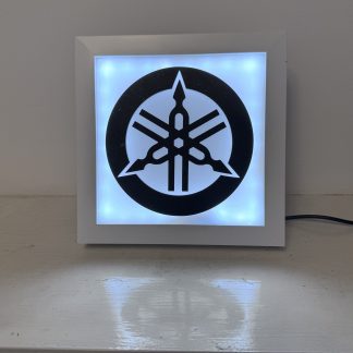 Yamaha Tuning Fork Logo – 15cm Square USB‑Powered Mini Lightbox,  Wall Art
