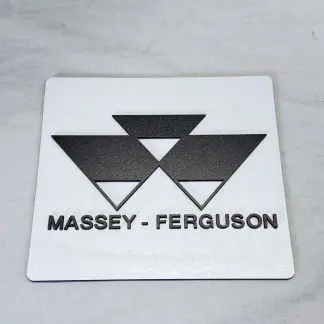 Front view of Massey Ferguson tractor badge, 22 × 19.5 cm two‑layer MDF wall art