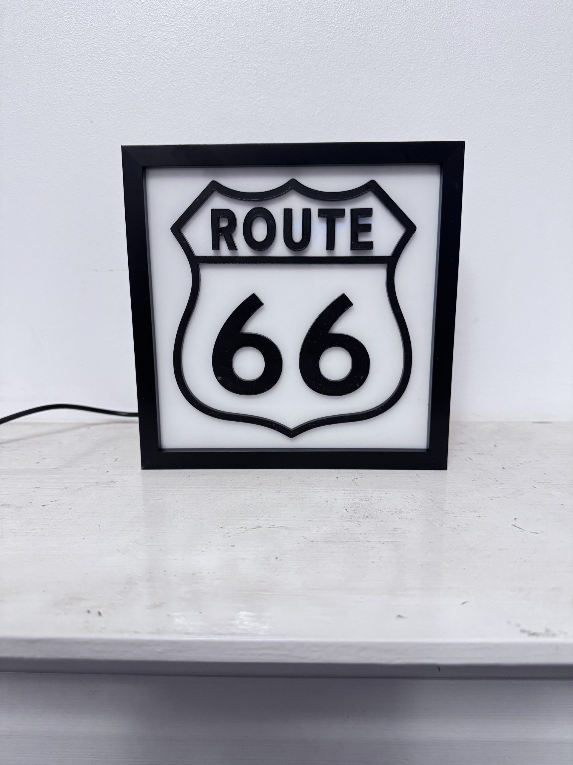 Route 66 Illuminated Lightbox – 150mm Square, USB Powered - Image 3