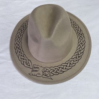 Fedora Hat with Celtic Snake Engraveing.