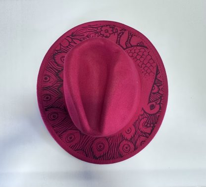 Fedora Hat with Peacock Engraveing.