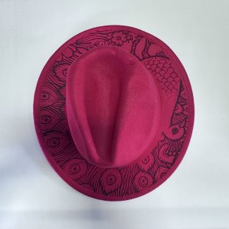 Fedora Hat with Peacock Engraveing.