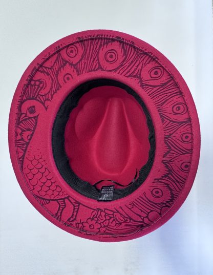 Fedora Hat with Peacock Engraveing. - Image 2