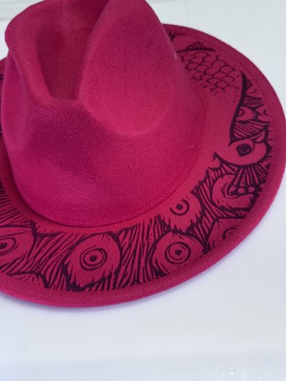 Fedora Hat with Peacock Engraveing. - Image 4