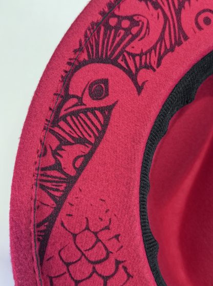 Fedora Hat with Peacock Engraveing. - Image 3