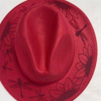 Fedora with Dragonfly & Sunflower Engraving