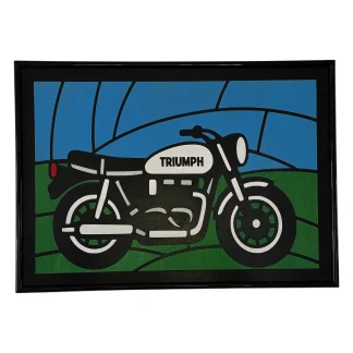 Triumph Motorcycle faux stained‑glass panel, A3 size, inlayed MDF wall art