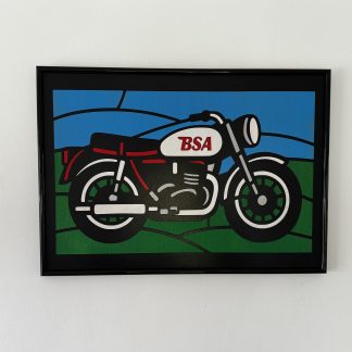 BSA Motorcycle Faux Stained Glass Panel
