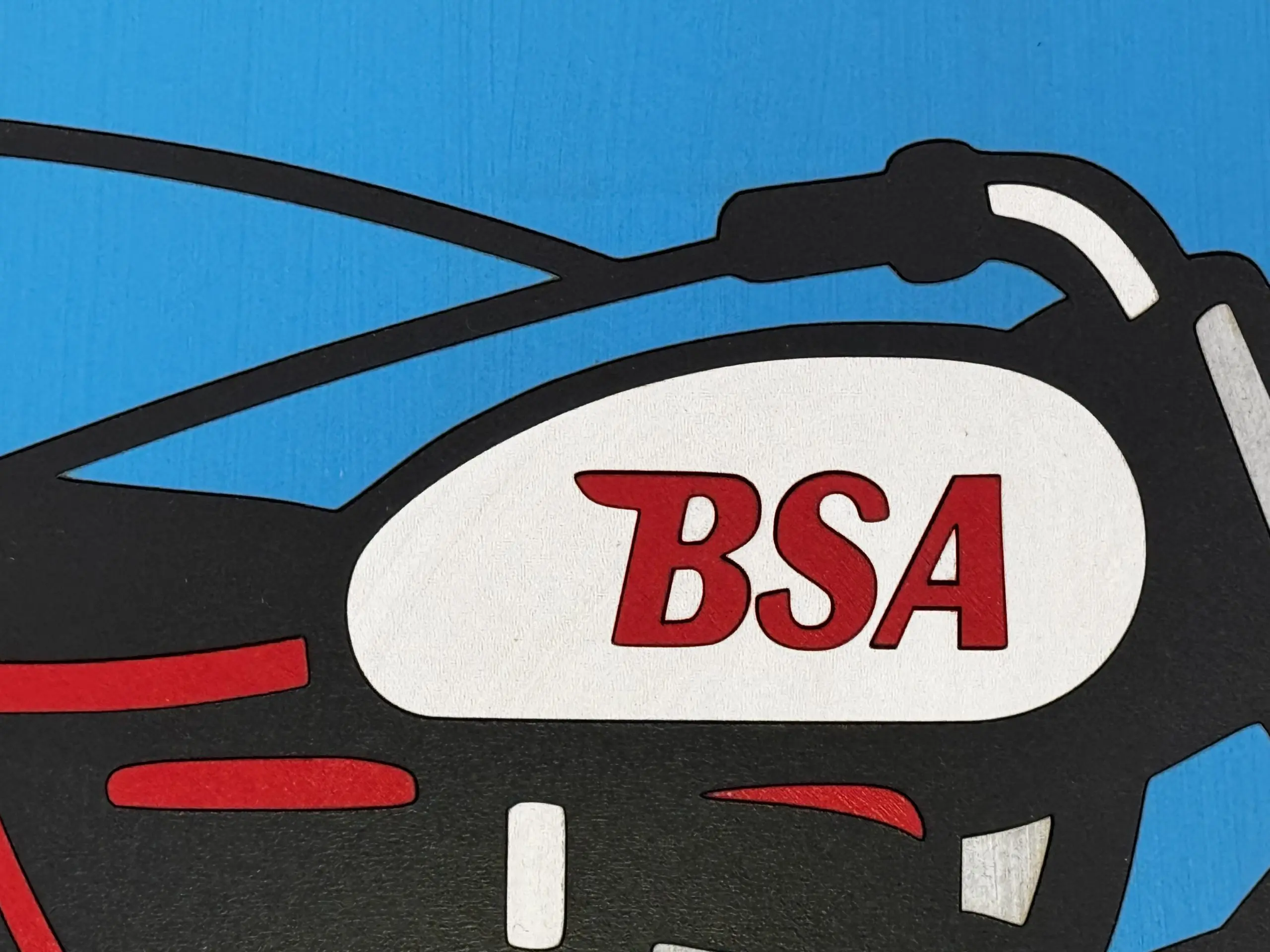 BSA Motorcycle Faux Stained Glass Panel – A3 Size, Inlayed MDF Wall Art - Image 2