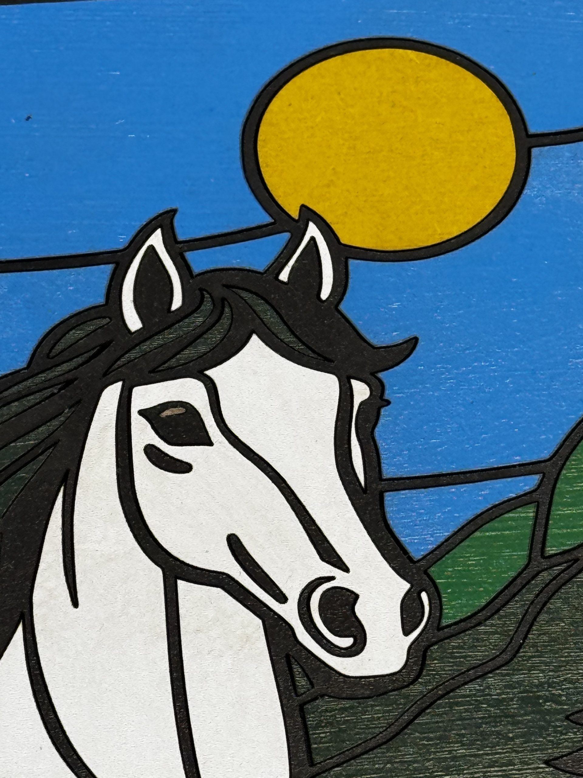 White Horse Decorative Panel – Faux Stained Glass, MDF Inlay - Image 2