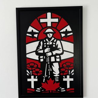 Lest We Forget – Faux Stained Glass Soldier Panel (A3)