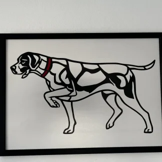 Pointer dog faux stained‑glass panel, A3 size inlayed MDF wall art