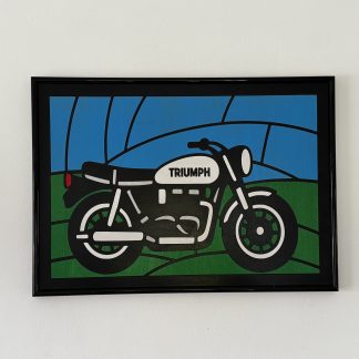 Triumph Motorcycle Faux Stained Glass Panel