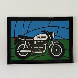 Triumph Motorcycle Faux Stained Glass Panel