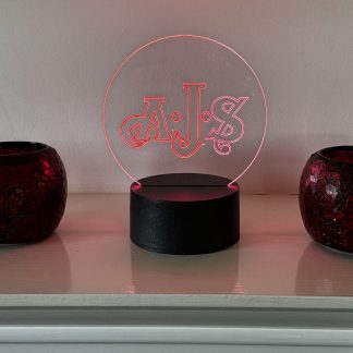 AJS motorcycle logo LED night light with 16‑colour remote‑controlled illumination on acrylic panel.