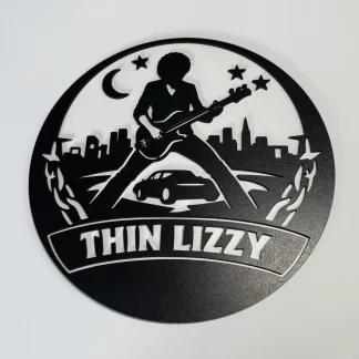 Thin Lizzy meme wall art, 295 mm two‑layer MDF engraved plaque with raised top layer.
