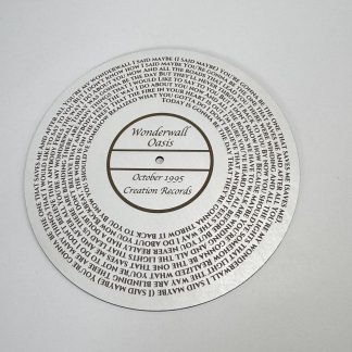 Wonder Wall Lyric Disc – Engraved Plaque – Laser Cut – 29.5cm – Made in England