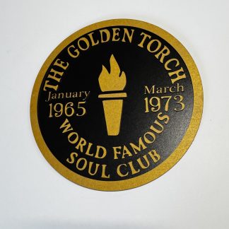 The Golden Torch – World Famous Soul Club – Wall Plaque – 12″ Two‑Layer MDF Engraved Northern Soul Wall Art – Handmade in England