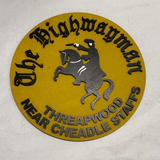 Front view of Highwayman Rock Disco 12 inch two‑layer MDF plaque