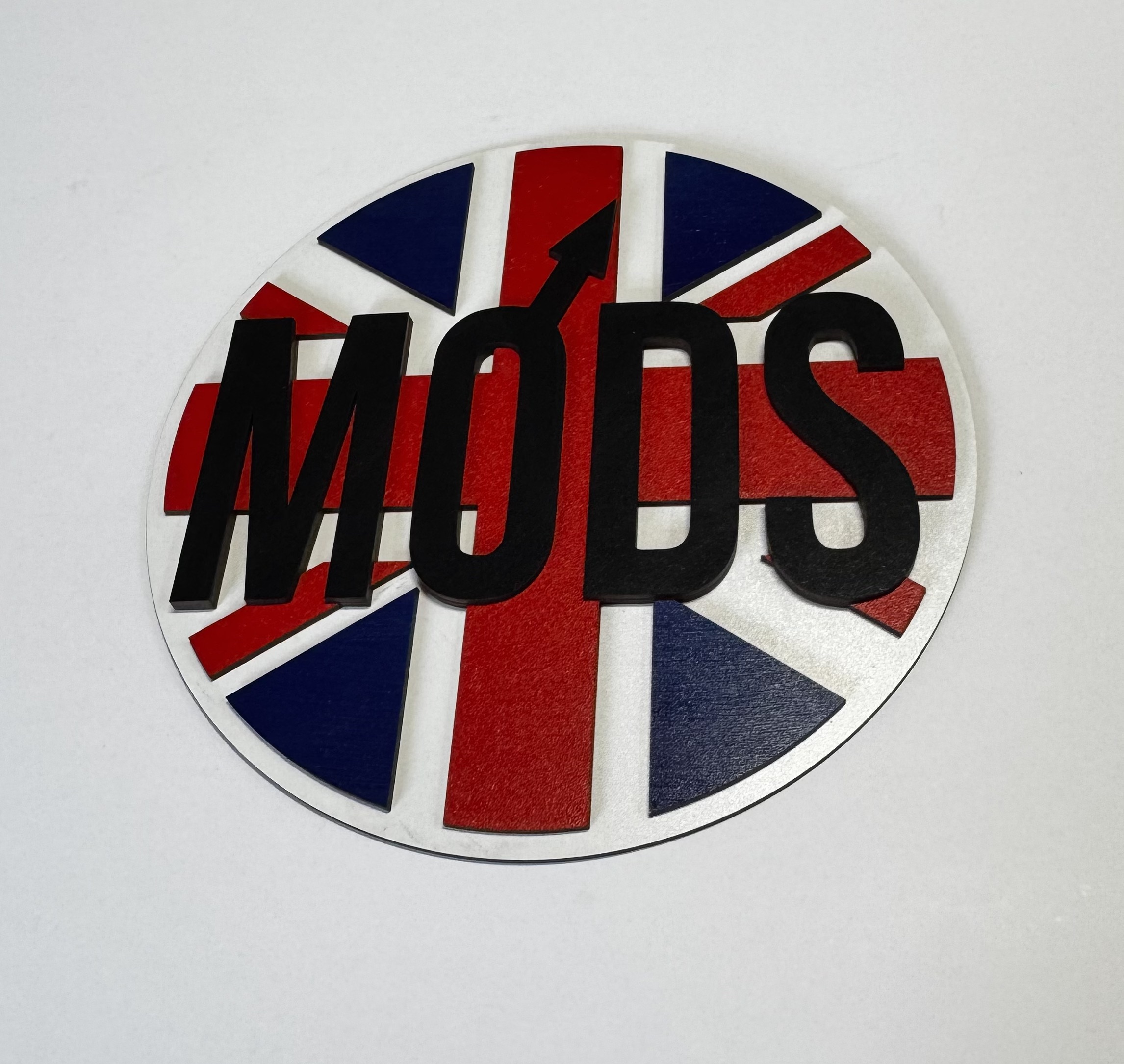 MODS emblem in MDF with Union Jack background