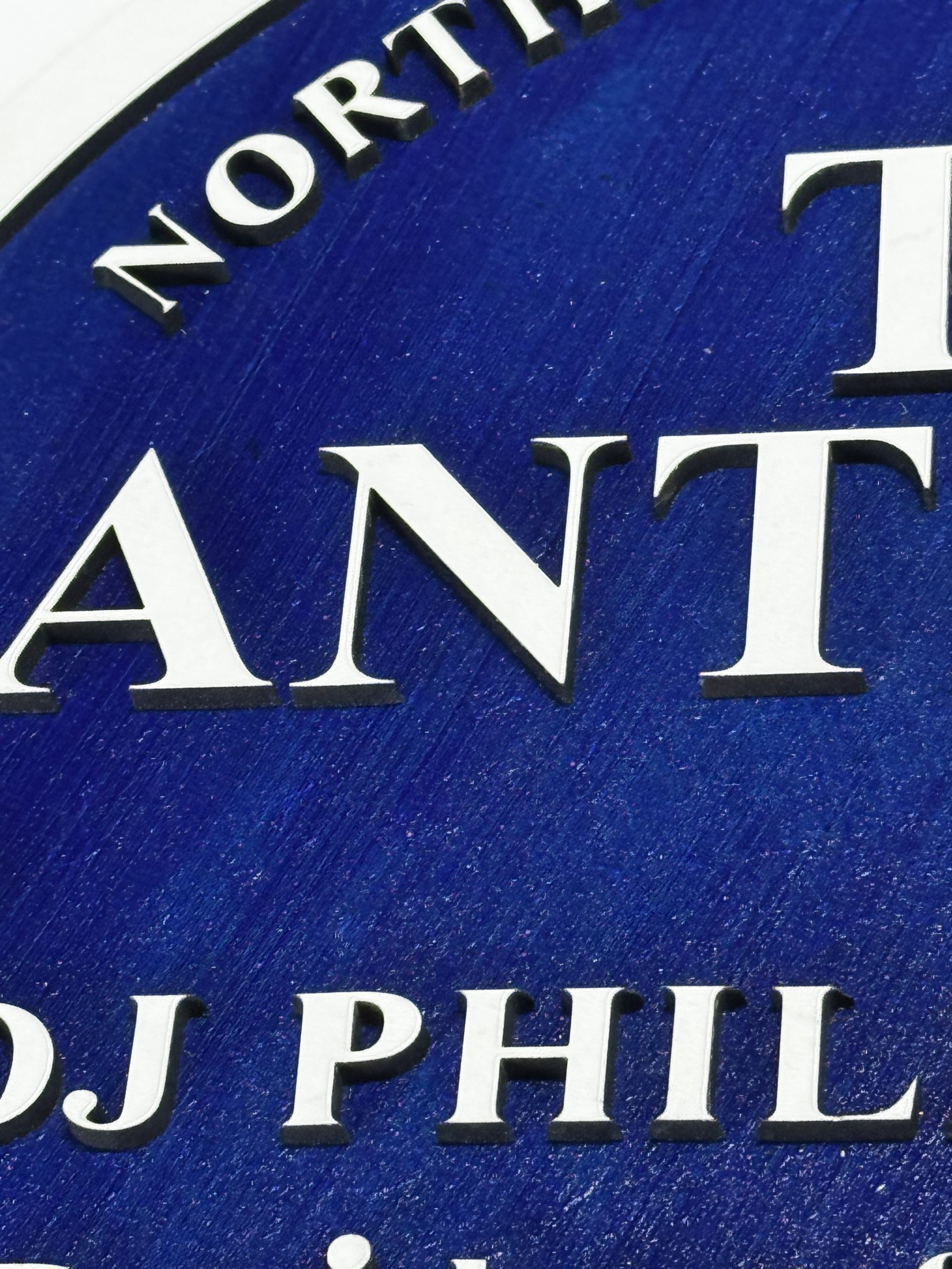 The Antelope – Northern Soul to NY Disco Blue Plaque Reproduction - Boon Hill Designs - Custom Plaques, Signs & Gifts “295mm two‑layer MDF reproduction Blue Plaque commemorating The Antelope and DJ Philip J Oliver, with engraved midnight‑blue faceplate and silver lettering.”