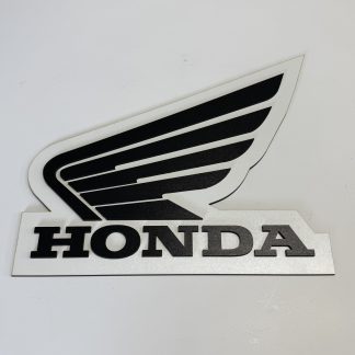 Front view of Honda logo sign, 30 × 25 cm two‑layer MDF engraved motorcycle artwork